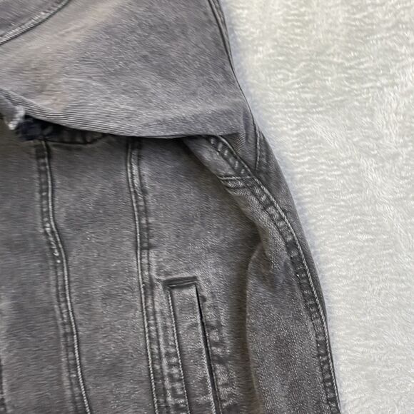 Highway Jeans Denim Black Jacket Women Size Large Distressed Oversized Long Coat - Picture 6 of 15